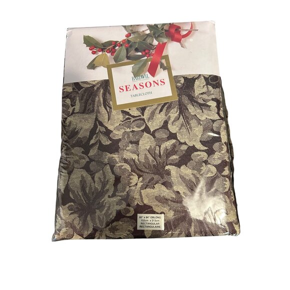 Christmas Seasons Tablecloth 4 Dinner Napkins Set 60" x 84" Oblong 19" x 19" Ove - Picture 2 of 4
